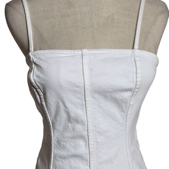 Zara White Denim Stretch Mini Dress - Picture 2 of 6
